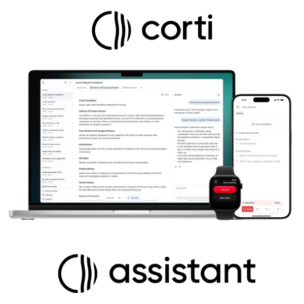 Corti Assistant medical AI scribe for clinical documentation