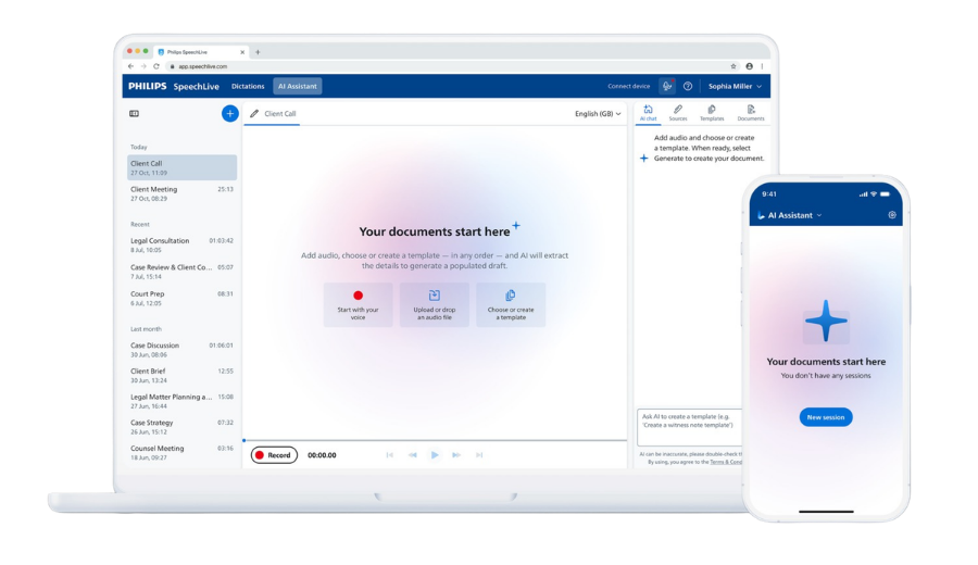 SpeechLive Legal AI Assistant creating structured legal documents