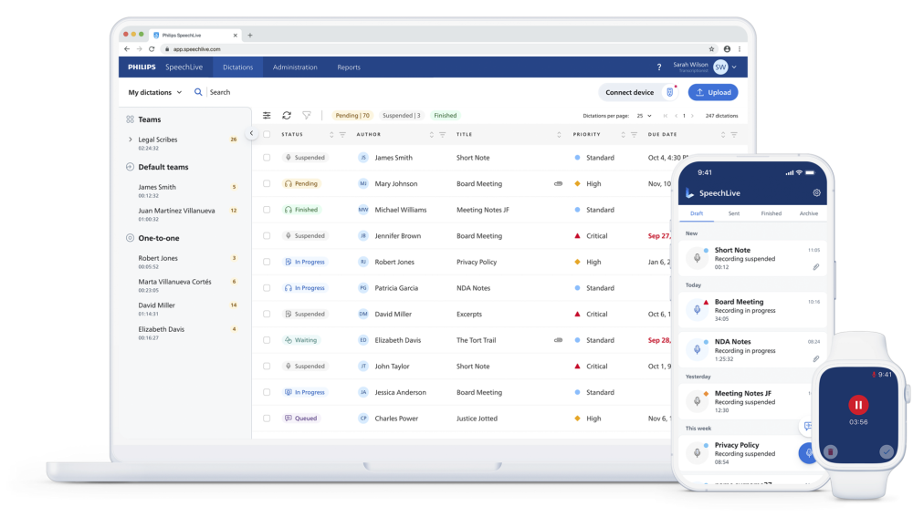 SpeechLive Professional AI Assistant interface for professional document creation