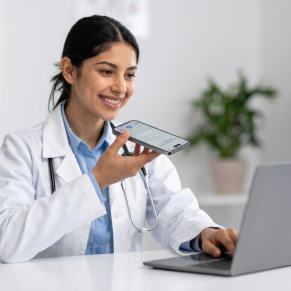 Clinician using Speech Direct for real-time medical dictation
