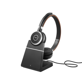 Jabra Evolve 65+ Stereo Wireless Bluetooth Headset with charging stand