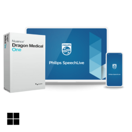 Dragon Medical One + SpeechLive : Medical Speech Recognition for healthcare includes SpeechLive Mobile App for dictation and automatic transcription
