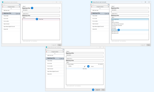 Create Step by Step voice commands