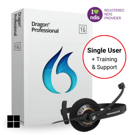 Dragon Professional v16 student and NDIS speech recognition bundle