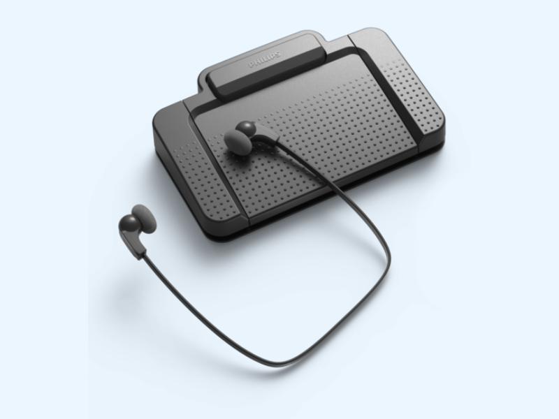 Professional transcription kits with software, foot control and headset