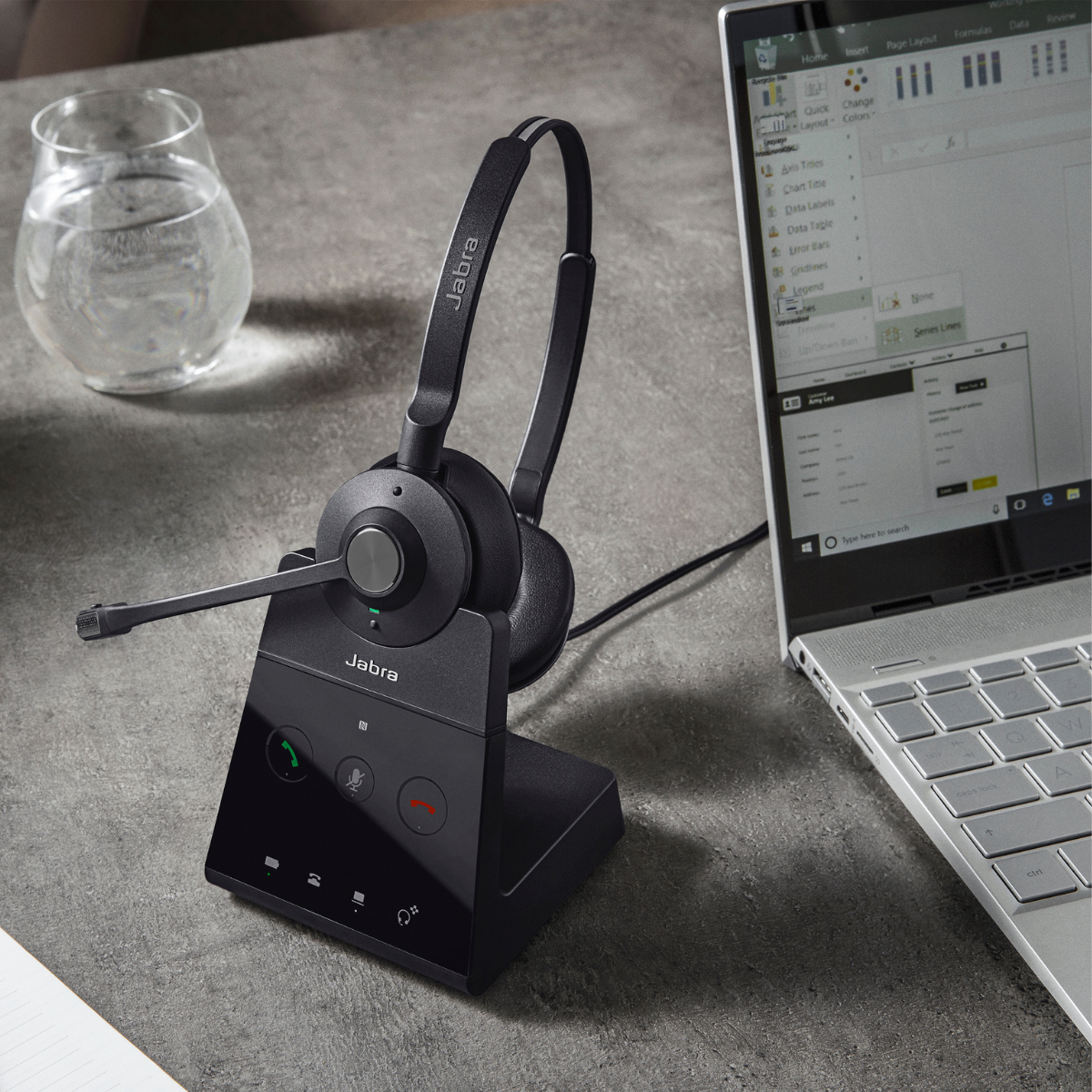 Hybrid headset options for transcription playback, desk phone calls and online meetings