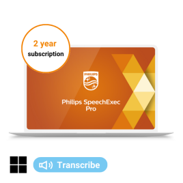 Philips SpeechExec Pro Version 12 Transcription Module 2-year license. Transcribe software.