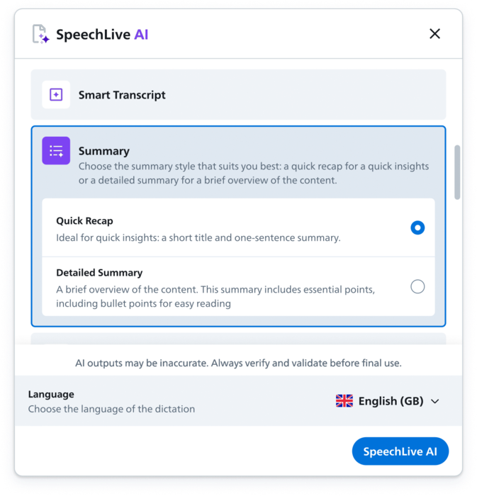 AI Summarisation of dictation audio, meetings and consults