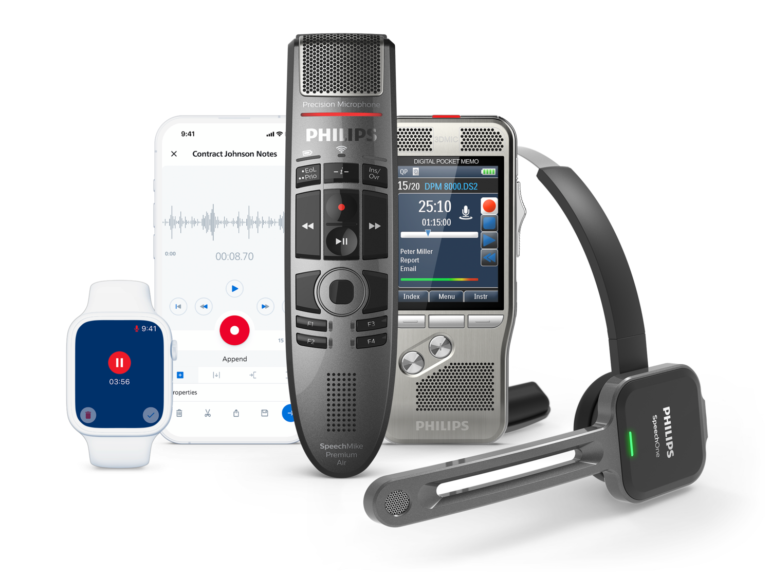 Use a digital dictation recorder or SpeechLive Mobile App for recording with Dragon Medical One